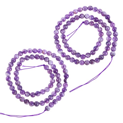 Angoily 2 Stück Natürliche Amethyst Perlen Lose Schmuckperlen für DIY Armbänder Halsketten Ohrringe Lila Edelstein Bastelperlen Flach Glatt von Angoily