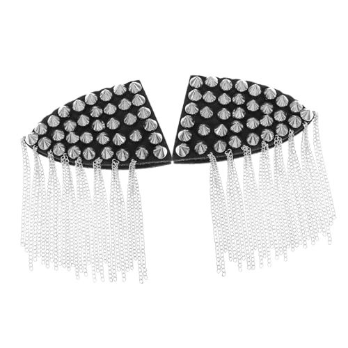 Angoily 2 Stück Nieten Schulterklappen hemd schulterklappen Schulterpolster Männer für Quaste Epaulette Schulterklappen selber machen Fransen Schulterklappen Schulterbaus Legierung Silver von Angoily