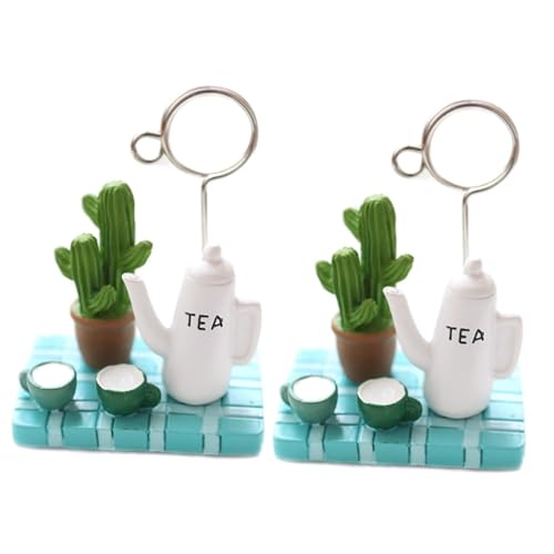 Angoily 2 Stück Notizclip Teekannen Design Süße Sukkulenten Memohalter Fotohalter Büro Tischdekoration Platzsparend für Zuhause und Arbeitsplatz von Angoily