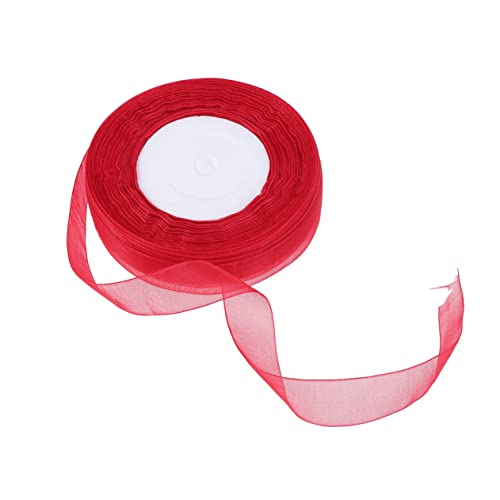 Angoily 2 Stück Organza Schleifenband Rot Transparentes Chiffonband für Hochzeiten DIY Projekte und Partydekorationen Hochwertigem Gefertigt von Angoily