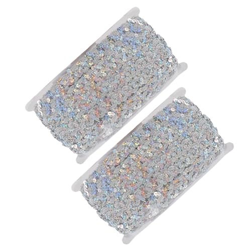 Angoily 2 Stück Paillettenborte Glitzernde Spitzenborte für Diy Kleidung Dekoration Weiche Hautfreundliche Materialien für Projekte von Angoily