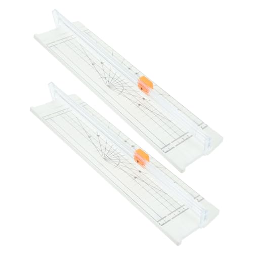 Angoily 2 Stück Papierschneider Tragbarer Mini Papierschneider mit Klapplineal Präziser Sauberer Schnitt für Scrapbooking Basteln Fotos und Dokumente Weiß von Angoily