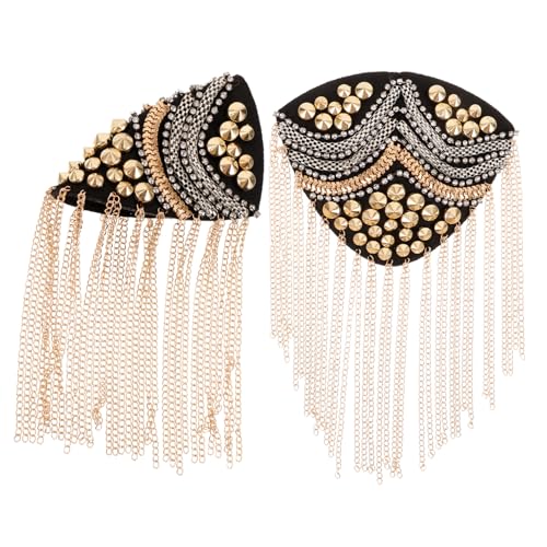 Angoily 2 Stück Quaste Schulterabzeichen Vintage Epauletten mit Kette Punk Stil Schulterpolster Dekoration für Anlässe Auffälliges Accessoire mit Goldkette Angoily 2 Stück Quaste Schulterabzeichen Vintage Epauletten mit Kette Punk Stil Schulterpolster Dekoration für Anlässe Auffälliges Accessoire mit Goldkette von Angoily