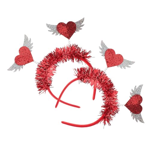 Angoily 2 Stück Stirnband Haarreifen mit Glitzerherzen Valentinstag Dress -up -Accessoires Valentinstag-Kopfbedeckung Haarband mit Glitzerherzen Stoff rot von Angoily