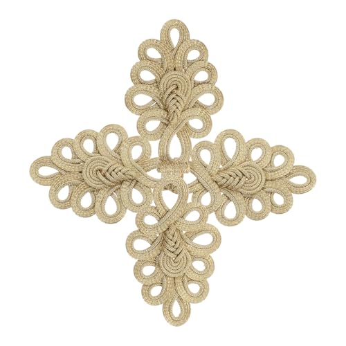 Angoily 2 Stück Teiliges Chinesische Knoten Knöpfe Löchern Handgefertigte Dekorative Froverschlüsse für Traditionelle Kleidung Wie Cheongsam Mantel Strickjacke Goldfarben für Nähprojekte von Angoily