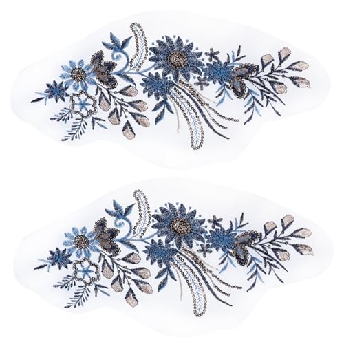 Angoily 2 Stück Teiliges Glitzer Blumen Stoffpatches zum Aufnähen Bestickte Applikationen in Blau für DIY Kleidung Dekorationen Vielseitig für Schuhe Hüte Kleider und Heimtextilien Angoily 2 Stück Teiliges Glitzer Blumen Stoffpatches zum Aufnähen Bestickte Applikationen in Blau für DIY Kleidung Dekorationen Vielseitig für Schuhe Hüte Kleider und Heimtextilien von Angoily