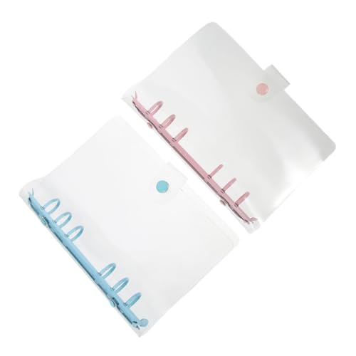 Angoily 2 Stück Teiliges Ringbuch Transparentes Wiederverwendbares Notebook Cover in Himmelblau und Kirschblütenrosa Strapazierfähiger Ordner für Büro Schule und Home Office von Angoily