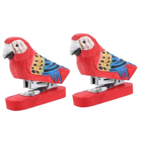 Angoily 2 Stück Tierförmiger Holzhefter Wiederverwendbarer Handgefertigter Stapler im Tierdesign für Kreative Büromaterialien Dekorativer Schreibtisch Hefter für Zuhause und Büro für von Angoily