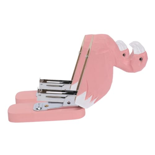 Angoily 2 Stück Tierhefter aus Holz Rosa kleiner Hefter für Zubehör Desktop-Hefter Karikatur Form Pinnwandhefter Mini-Heftgerät-Set Reisenheime ästhetische Bürovorräte Hefter süß von Angoily