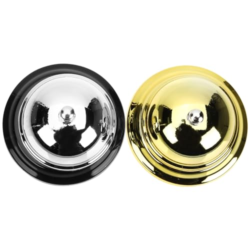 Angoily 2 Stück Tischglocke aus Metall Anrufglocke für Restaurant Hotel Bar und Party Robuste und Langlebige Serviceglocke Gold und Silber Einfache Anwendung und Klarer von Angoily