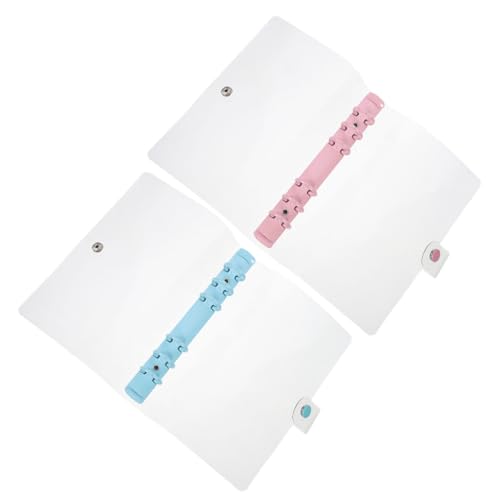 Angoily 2 Stück Transparent Ringbuch Hülle Nachfüllbare PVC Binder Cover für Notizbücher Reißfeste und Praktische Ordnerhüllen Himmelblau und Kirschblüte Organisieren von Dokumenten von Angoily