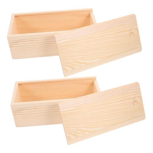 Angoily 2 Stück Unbehandelte Holz Aufbewahrungsbox Natürlichem Kiefernholz mit Schiebedeckel Teiliges Vielseitig für DIY Schmuck Basteln Tisch Organizer Kompakte Schubladenbox von Angoily