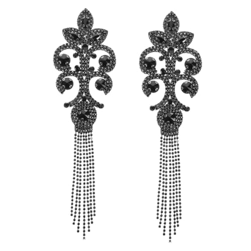 Angoily 2 Stück Vintage Rhinestone Tassel Schulterepauletten mit Perlenbesatz Leichte Retro Quasten Applikationen für Blazer Jacken und Partyoutfits Statement Accessoires von Angoily