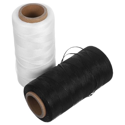 Angoily 2 Stück Wachsgarn Polyester für Leder Näharbeiten Schmuckherstellung Bastelprojekte und Heimdekoration Weiß und Schwarz von Angoily
