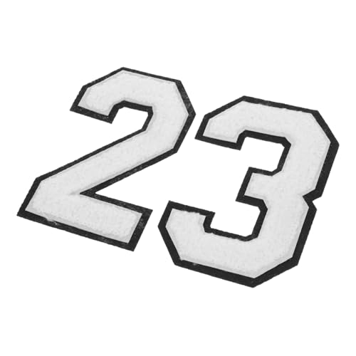 Angoily 2 Stück Weiße Chenille zahlen aufnäher Weiche Bestickte Bügelapplikationen für Kleidung Mützen Socken Jeans Vielseitige DIY zubehör für Teamuniformen und Kreative Textilgestaltung von Angoily