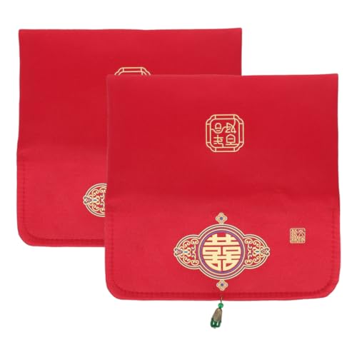 Angoily 2 Stück roter Paketumschlag Chinesisches Hongbao Hochzeitsumschläge aus chinesischer Hochzeitsumschlag Hong Bao rote Umschläge Hochzeit Hochzeitsfeier roter Umschlag Stoff von Angoily