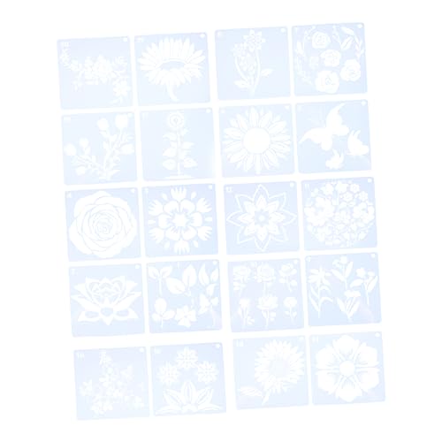 Angoily 20 Blatt Blumen Malschablonen Wiederverwendbare Zeichenschablonen für Diy Projekte Geeignet für Scrapbooking Möbel Wände und Textilien für Kreative Bastelarbeiten von Angoily