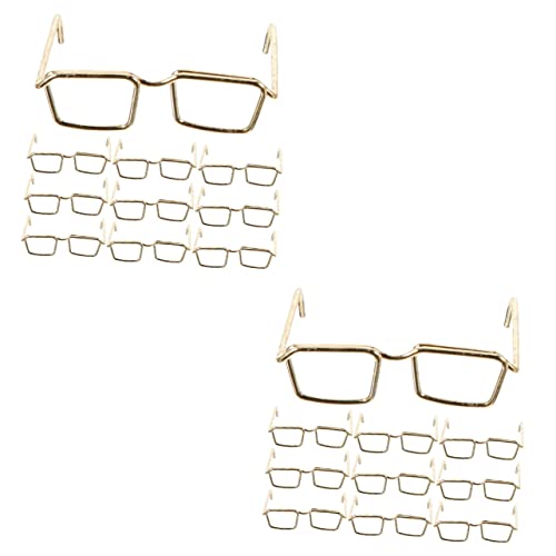 Angoily 20 STK Brillengestell Kostümzubehör Für Puppen Puppenbrillen Brillen Mit Klaren Gläsern Kleine Puppenbrille Miniatur-Brille Mini-Brille Stahl Sonnenbrille Keine Linsen Ob11 von Angoily