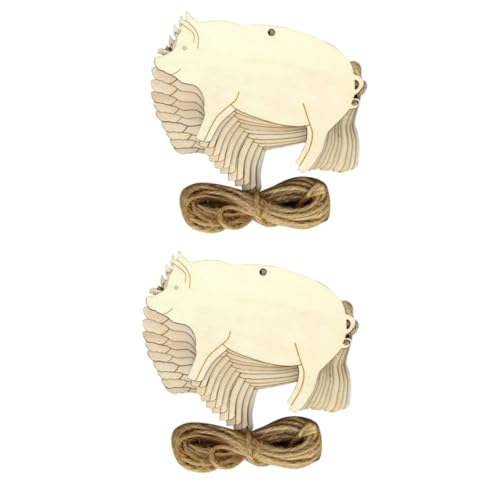 Angoily 20 Stck. Teiliges Schweineform Holzanhänger Unbearbeitete Holzscheiben mit Aufhängeschnur für DIY Basteln Personalisierte Geschenkanhänger Hochzeitsdeko Wohnaccessoires von Angoily