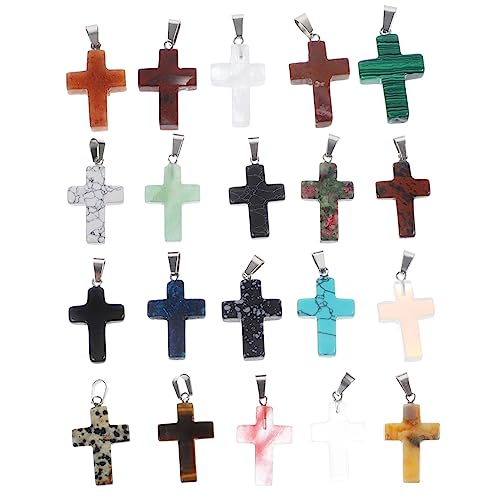 Angoily 20 Stück Bastelperlen Steinperlen Für Armbänder Schmuckherstellung DIY Frauen Stein Zum Basteln Mädchen Verschiedene Perlen Quarz Kreuz Charm Trendige Kleine Edelsteine von Angoily