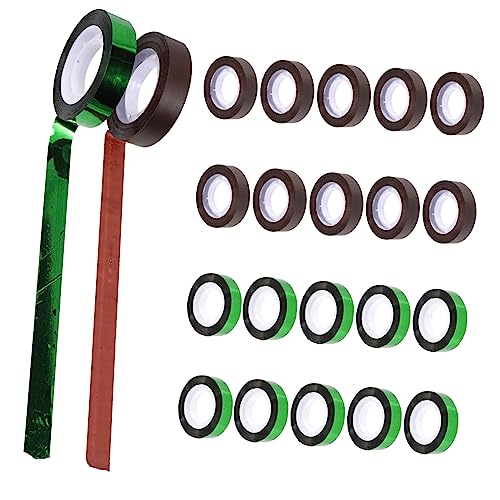 Angoily 20 Stück Blumenarrange DIY Klebeband Wasserdichtes Stem Wickelband für Kreative Blumenarrangements Tiefem Kaffee und Leuchtendem Grün von Angoily