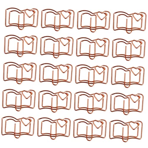 Angoily 20 Stück Buchnotenordner geformt buchförmige Klammern süße Büroklammern Lesezeichen Memo Clips für Papier Büroklammern in Buchform Rostfreier Stahl Golden von Angoily