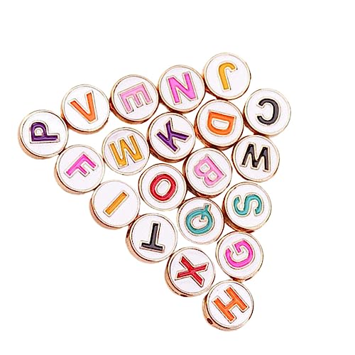 Angoily 20 Stück Bunte Buchstabenperlen Metall Flache Runde DIY Schmuckperlen für Armbänder und Gemischte Farben für Kreative Bastelprojekte von Angoily