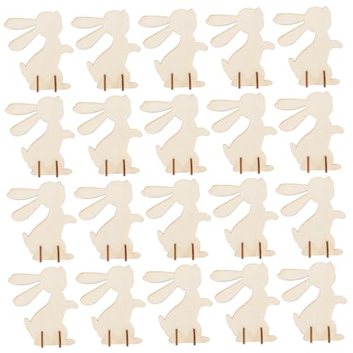 Angoily 20 Stück DIY Ostern Holzfiguren Ostern Hase Dekorationen für Kreative Bastelarbeiten für Feiern und Kinderaktivitäten von Angoily