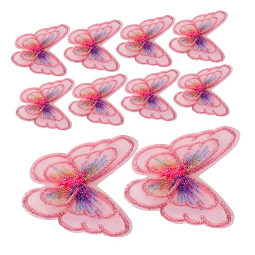 Angoily 20 Stück Double-Layer-Schmetterlingsstoff-Patch Schmetterlings-Kits Schmetterlinge Schmetterlingsmittelstücke für Tische Kleiderflicken multifunktionale Hutaufnäher Polyester Rosa von Angoily