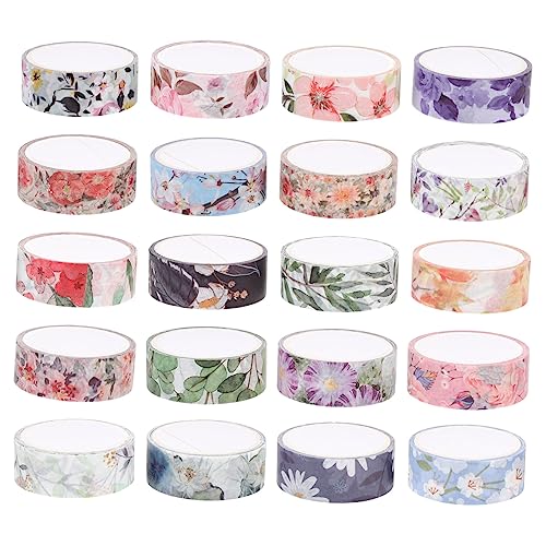Angoily 20 Stück Handbemalte Blumenmuster Washi Tapes Dekorative Klebebänder für Diy Projekte Scrapbooking und Journaling Hochwertiges Masking Tape Vielseitige Bastelaccessoires von Angoily