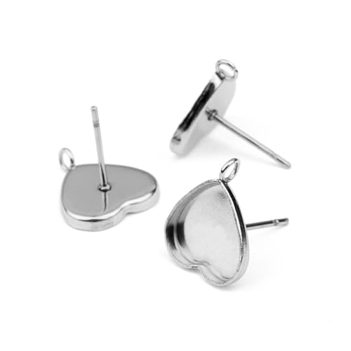 Angoily 20 Stück Herzförmige Ohrstecker Basis aus Edelstahl DIY Schmuckzubehör für Damen Ohrringe Selber Machen und Basteln von Ohrstecker Zubehör von Angoily
