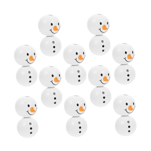 Angoily 20 Stück Holzperlen Weihnachtsdekorationen Schneemann-schaltflächen Weihnachtssimulationsbaum Weihnachts-hüpfburgen Sofortiger Schnee Weihnachtskarte Karikatur Plüsch Weiß Hölzern von Angoily