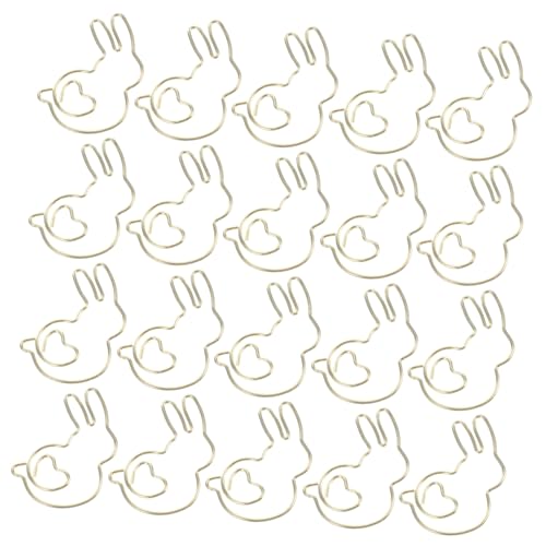 Angoily 20 Stück Kaninchen-Büroklammer Form einer Büroklammer sortiert Miniclips Papierclips Büroklammern bunt Entzückende Papierklammern süße Büroklammern Büroklammer-Memo Metall Golden von Angoily