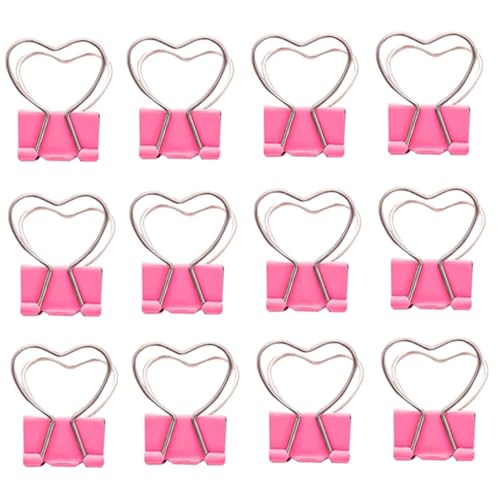 Angoily 20 Stück Kleine Büroklammern Herzform Rosa Metall Klammern für Notizen Dokumente Unterrichtsmaterial Sanft zu Papier Leicht zu Bedienen Praktisch für Schule Büro Zuhause von Angoily
