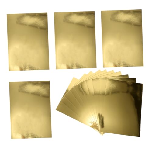 Angoily 20 Stück Metallspiegelpapier Farben Wohnung Herstellung Handwerk Dekoration Notizbuch Geschenkpapier Druckerpapier für den stationären Druck einfaches Faltpapier Taschentuch Golden von Angoily