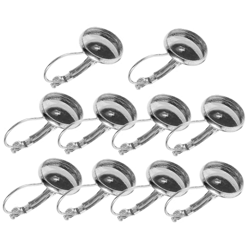 Angoily 20 Stück Ohrhaken Fassung Rohlinge mit Bezel Trays Schmuckherstellung Zubehör für DIY Ohrringe und Kunstprojekte Silberne Trays von Angoily