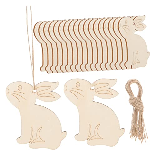 Angoily 20 Stück Ostern Holzscheiben zum Basteln Unbeschichtete Häschen Anhänger mit Schnur für DIY Dekoration Angoily 20 Stück Ostern Holzscheiben zum Basteln Unbeschichtete Häschen Anhänger mit Schnur für DIY Dekoration von Angoily
