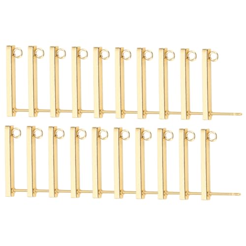 Angoily 20 Stück Quadratische Ohrringe DIY Zubehör Trendige Ohrringe Ohrstecker Werkzeuge Ohrstecker Zubehör Ohrstecker Mit Reifen Goldener Edelstahl von Angoily