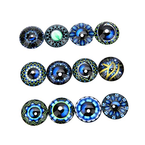 Angoily 20 Stück Runde Cabochon Patches Blau DIY Schmuckmaterial Kreative Edelstein Glasaufkleber für Schmuckdesign und Bastelarbeiten Geeignet für Ohrringe Manschettenknöpfe und von Angoily