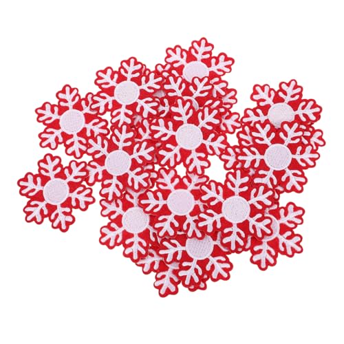 Angoily 20 Stück Schneefleck gestickte Flecken für Kleidung Weihnachten Patch zum Aufnähen Aufbügler zum Aufbügeln mit Wintermotiv Bügeln auf Flecken für Kleidung Stickgarn von Angoily