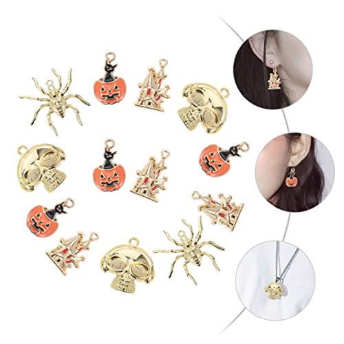 Angoily 20 Stück Teiliges DIY Halloween Schmuckset mit Ohrhängern und Anhängern Kreative Accessoires für Einzigartige Halloween Kreationen von Angoily