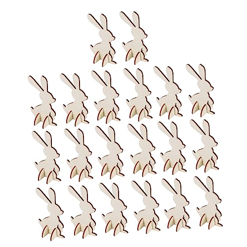 Angoily 20 Stück Teiliges DIY Osterrabbit Holzdekorationen Holzfiguren für Kreative Feiertagsgestaltung und Kinderbastelprojekte von Angoily