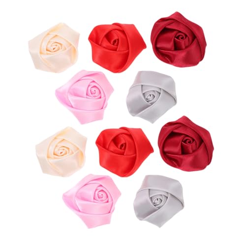 Angoily 20 Stück Teiliges DIY Rosenknospen aus Stoff Farblich Sortiert Beige Rot Weinrot Sichere Bastelblumen für Haarschmuck Haarreifen und Kleidung Langlebige Applikationen für Kreative von Angoily