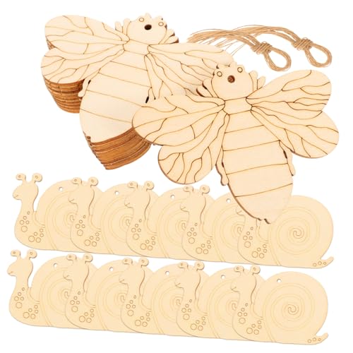 Angoily 20 Stück Teiliges Holzanhänger Insekten motiv Naturbelassen DIY Bastelmaterialien für Kindergarten und Party Leicht Bemalbar Handliche Holzfiguren für Kreative Malprojekte und von Angoily