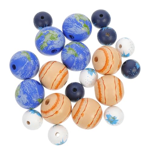Angoily 20 Stück Teiliges Holzperlen Rund mit Großem Loch Kreative DIY Schmuckperlen für Bunte Planeten Motive Leicht und Robust zum Auffädeln und Basteln von Kinderschmuck Angoily 20 Stück Teiliges Holzperlen Rund mit Großem Loch Kreative DIY Schmuckperlen für Bunte Planeten Motive Leicht und Robust zum Auffädeln und Basteln von Kinderschmuck von Angoily
