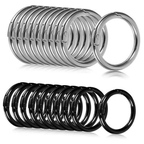 Angoily 20 Stück Teiliges Karabiner Ringe aus Robustem Zinklegierung Runde Karabinerhaken mit Federclip Vielseitig Einsetzbar für Schlüsselanhänger DIY Schmuck und Bekleidungszubehör von Angoily