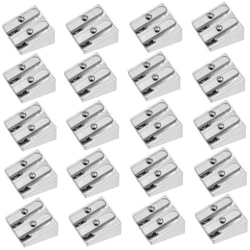 Angoily 20 Stück Teiliges Metall bleistiftspitzer aus Aluminiumlegierung Doppelloch anspitzer Handlicher Manueller Anspitzer für Künstler Büro und Schule Verschleißfest und Komfortabel von Angoily