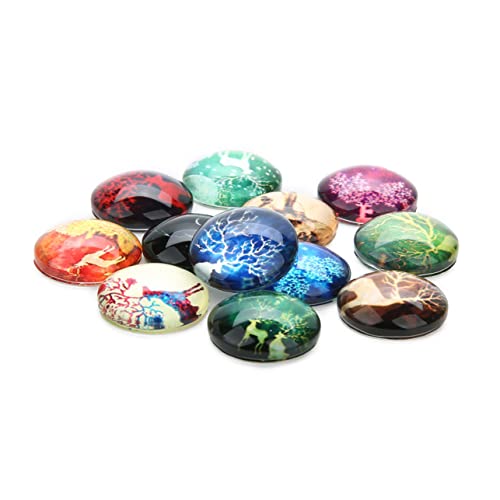 Angoily 20 Stück Teiliges Runde Cabochons mit Hirschmotiv Kreative Diy Schmucksteine für Ohrringe Manschettenknöpfe Vielseitige Bastelverzierung Farblich Gemischt von Angoily