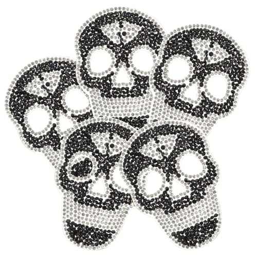 Angoily 20 Stück Teiliges Schädel Strass Bügelpatch mit Hotmelt Rückseite zum Aufbügeln oder Aufnähen Multifunktionale Dekoration für Kleidung Rucksäcke Jacken und DIY Bekleidung von Angoily