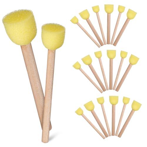Angoily 20 Stück Teiliges Schaumstoff Pinsel mit Holzgriff Runde Malschwämme für DIY Malerei Graffiti Basteln Langlebig und Vielseitig für Erwachsene von Angoily